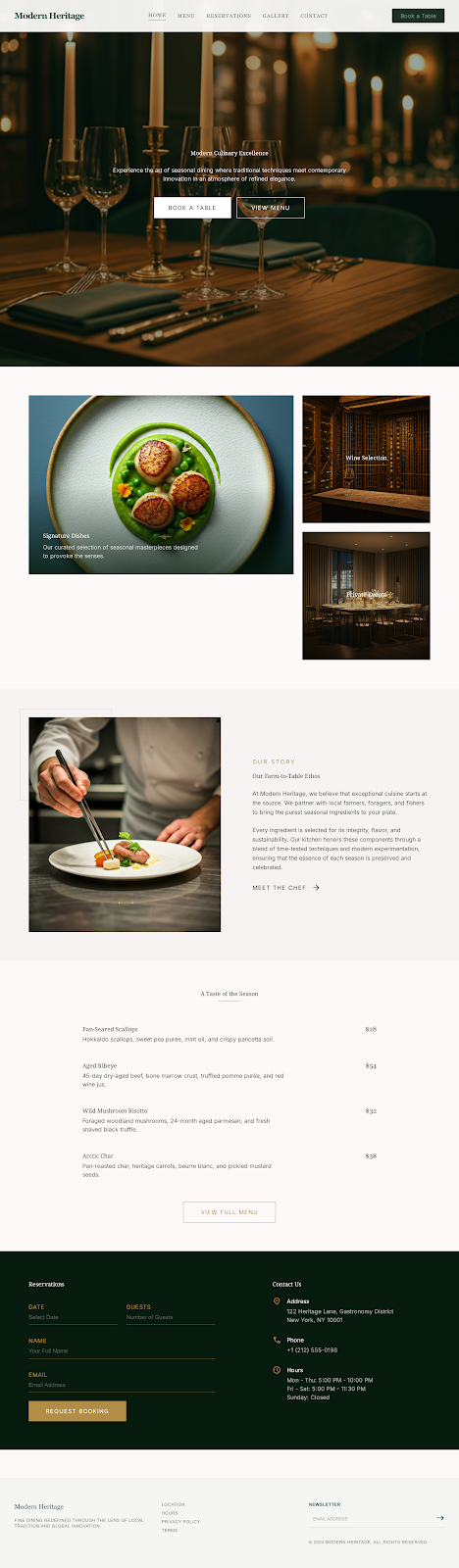 Restaurant website